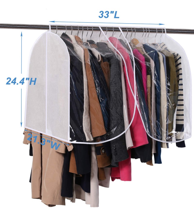 SLEEPING LAMB Extra Large Hanging Garment Rack Cover Storage with Clear PVC Window Dust Shoulder Cover Clothes Dress Suits Coat Protectors for Closet, 2 Packs, White - Image 5